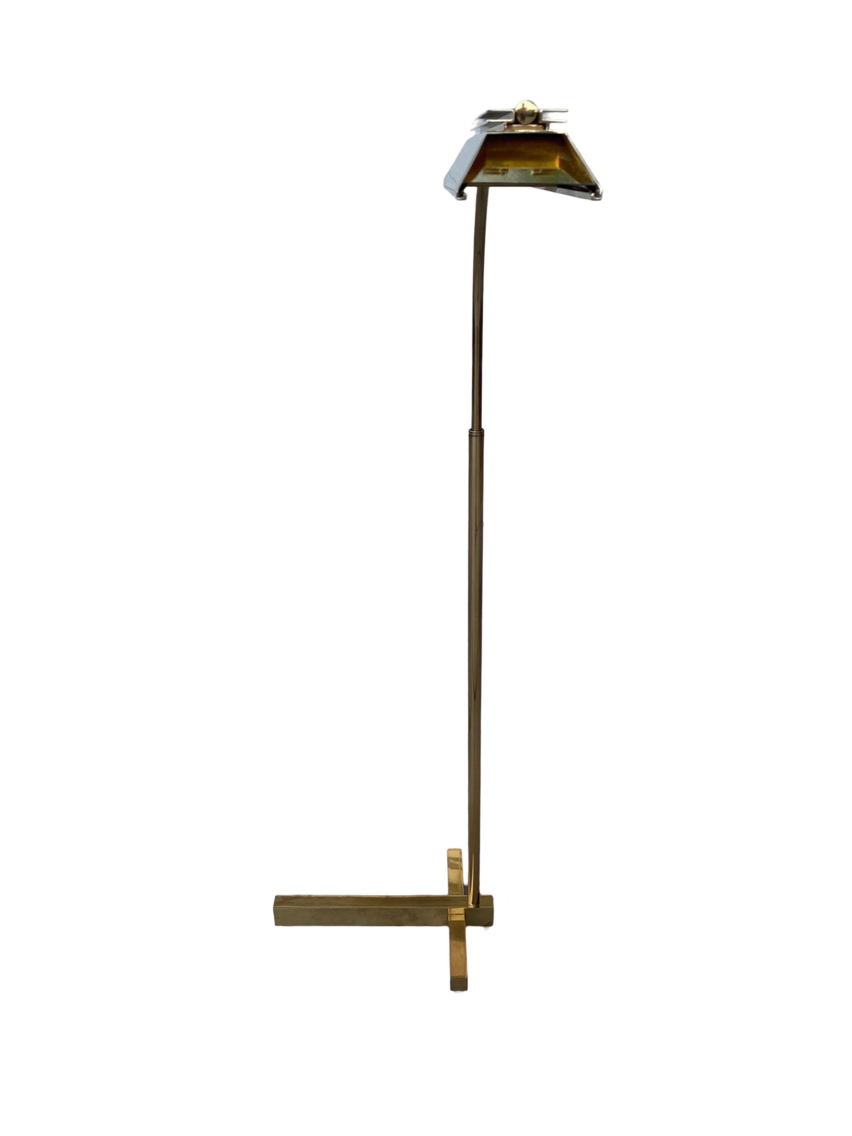 Fait main Lampadaire de lecture iconique des années 1970 en laiton Architectural Modern Lighting by Casella Lighting en vente