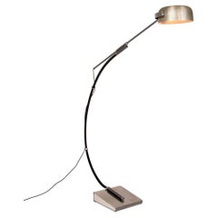 Iconic 1970s Chrome Arc Floor Lamp with Adjustable Swing Arm 1970 Italy