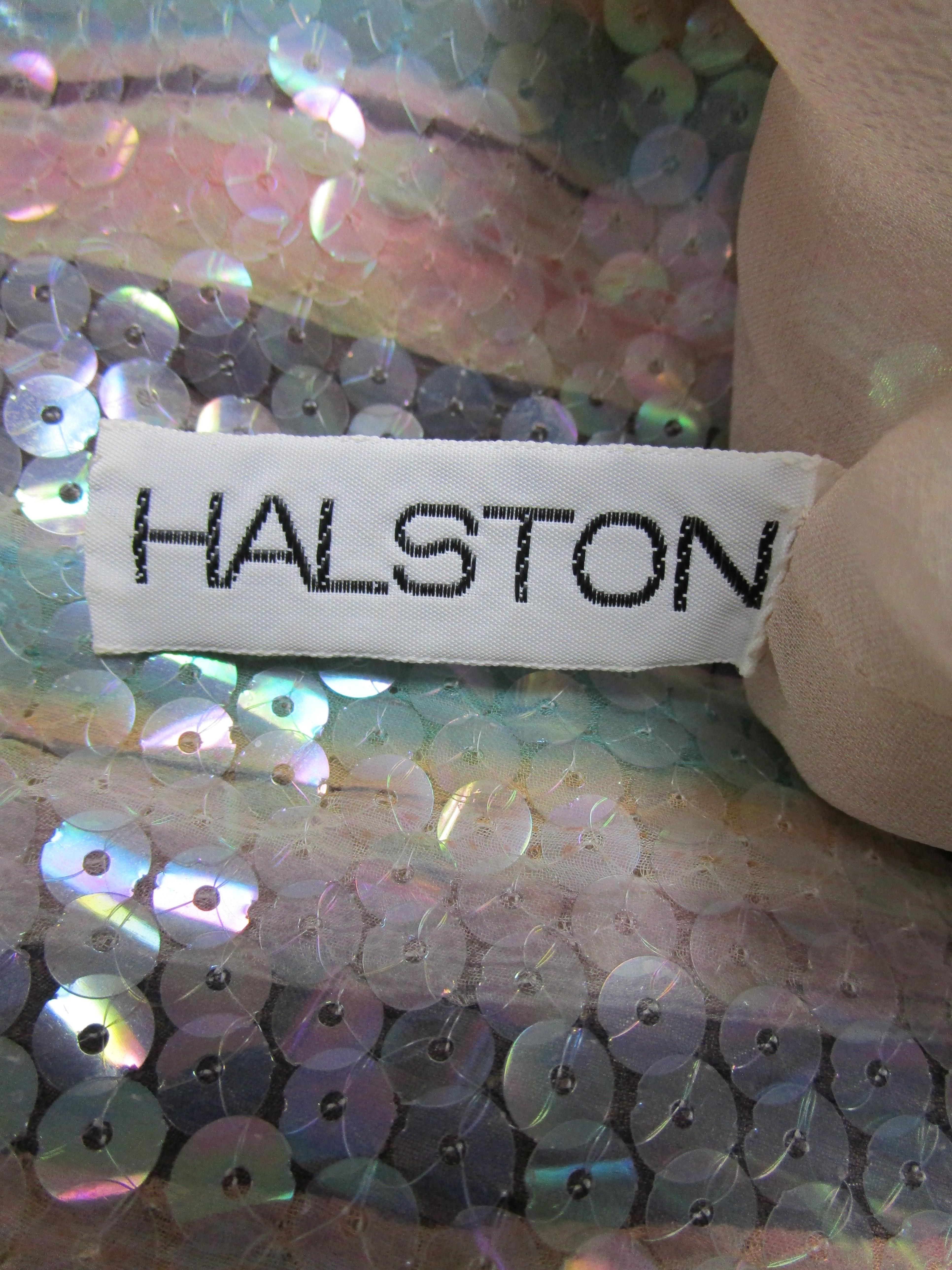 Iconic 1970s Halston Pastel Striped Sequined Silk Maxi Dress 3