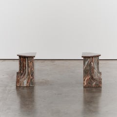 Iconic 1970's stepped Italian marble coffee table by Carlo Scarpa with glass top