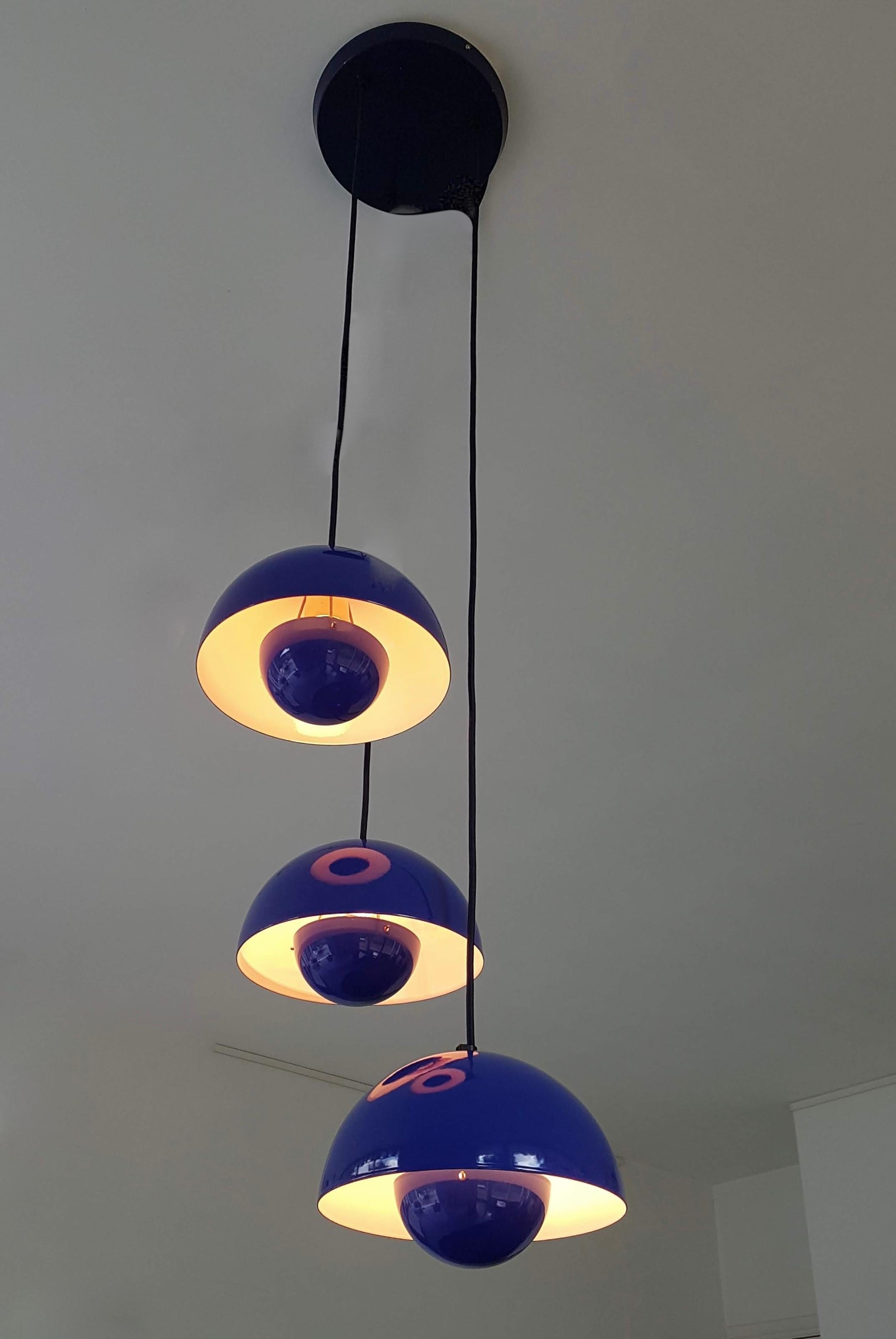 Scandinavian Modern 1970s Verner Panton Flower Pot Chandelier by Louis Poulsen  For Sale