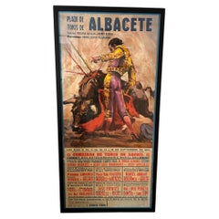 Icónico cartel grande original enmarcado de 1971 'Corrida de toros Alacete, España'