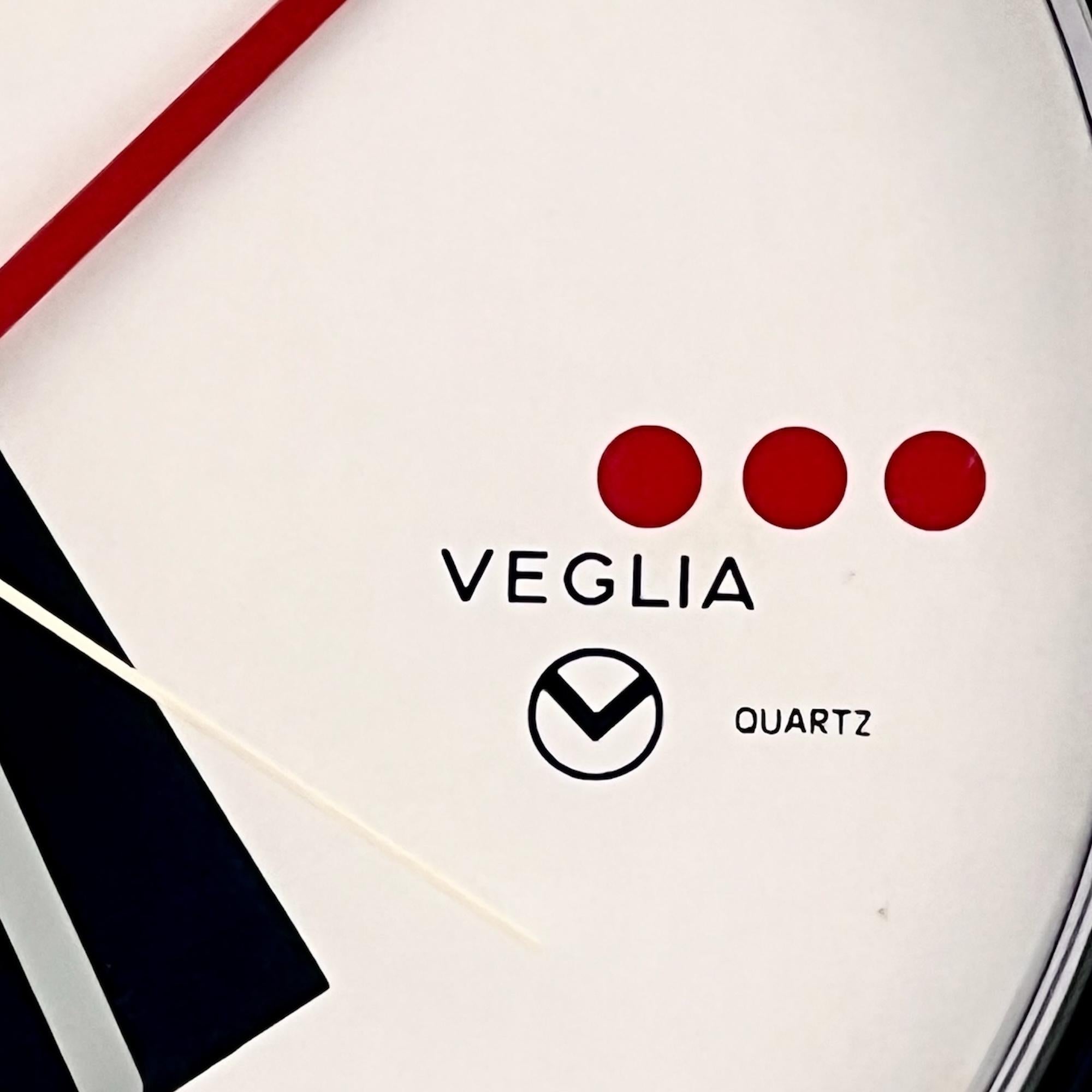 Icónico reloj de pared Veglia Borletti Milano de los años 80 - Decoración geométrica de estilo italiano en venta 3