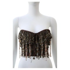 Iconic 1990s Dolce & Gabbana Beaded Fringe Bustier Top