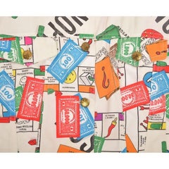 Iconic 1990's Vintage Moschino Colourful Monopoly Novelty Print Denim Jacket