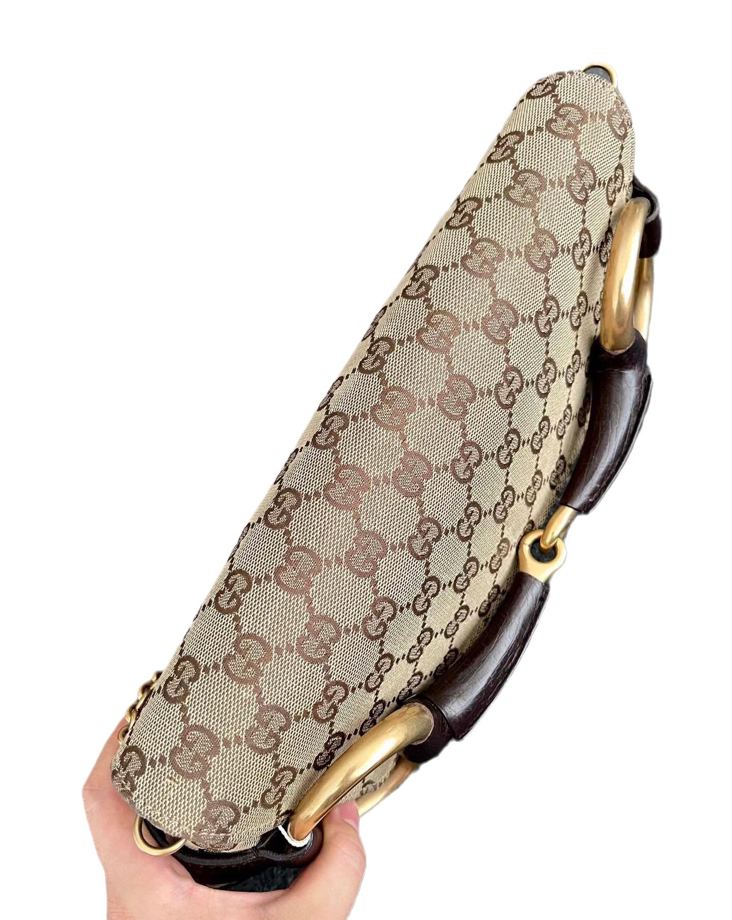 Iconic 2003 Gucci Horsebit 1955 Cloth Black Monogram Shoulder bag For ...