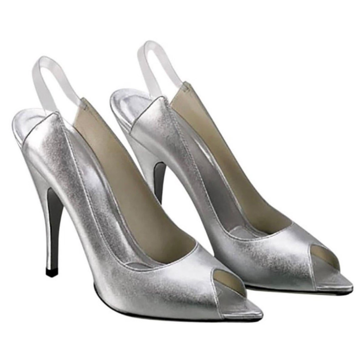 Iconica campagna pubblicitaria di Tom Ford for Gucci del 2003 Scarpe d'argento Sandali 38 C