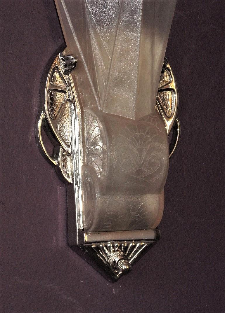 20th Century Iconic 20s-30s Vintage Art Deco Slip Shade Wall Sconces For Sale