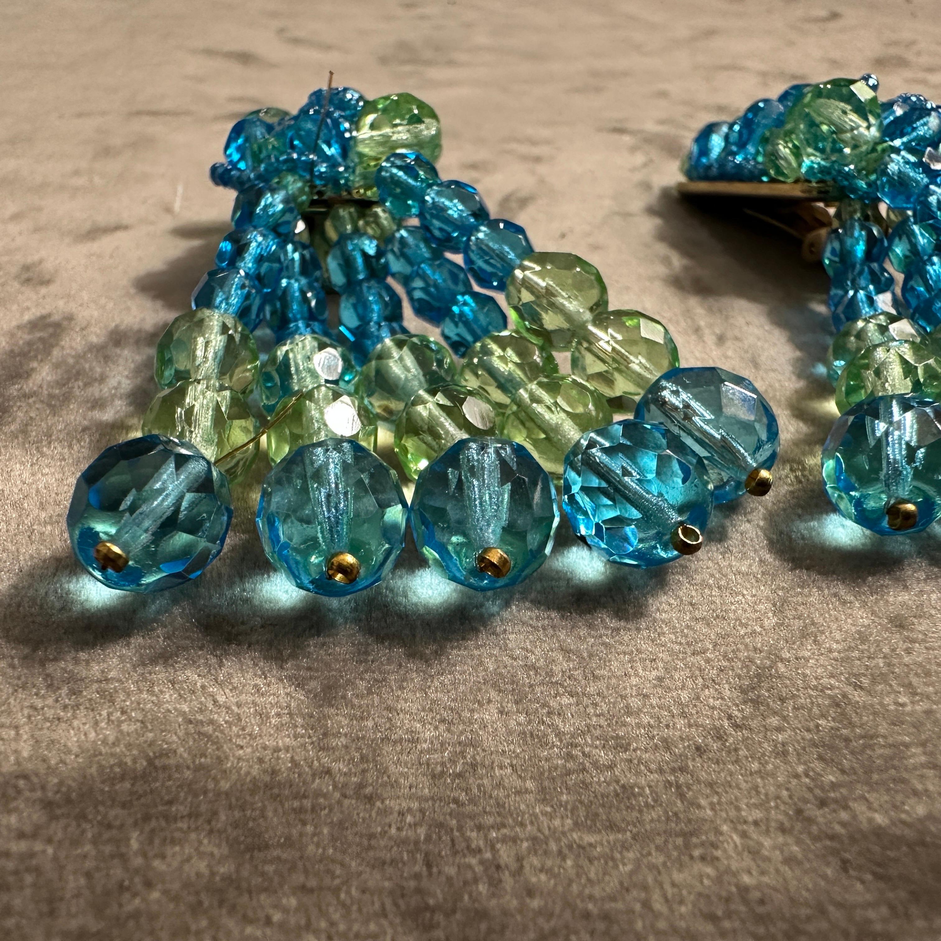 Iconic 21st Century Classic Blue and Green Crystal Chandelier Earrings In Excellent Condition For Sale In Aci Castello, IT