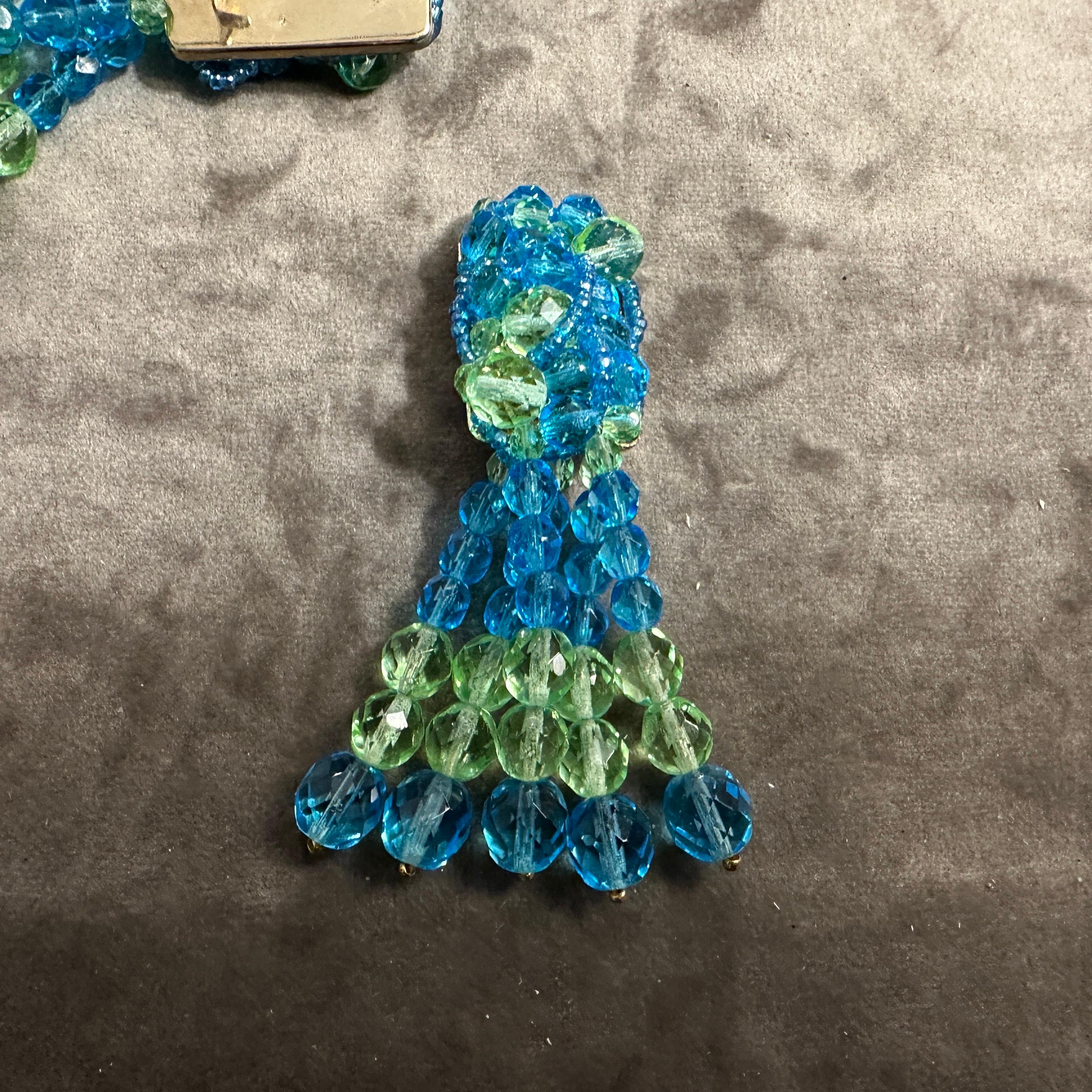 Iconic 21st Century Classic Blue and Green Crystal Chandelier Earrings For Sale 3