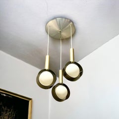 Iconic 70s Stilux Milano Space Age Chandelier - Perpsex Glass and Gold Metal