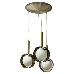 Iconic 70s Stilux Milano Space Age Chandelier - Perpsex Glass and Gold Metal