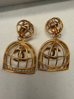 Iconic 90s Chanel Birdcage Clip On Earrings