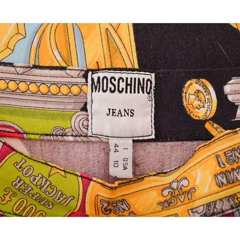 Iconic 90's Moschino Casino Print Vegas style Patterned satin Mini Skirt For Sale 1