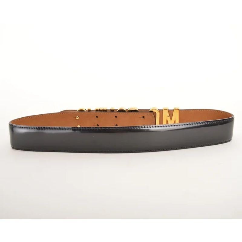 Iconic 90's Moschino Spell out Gold Letter Leather Waist Belt in Black & Gold In Excellent Condition For Sale In Sheffield, GB