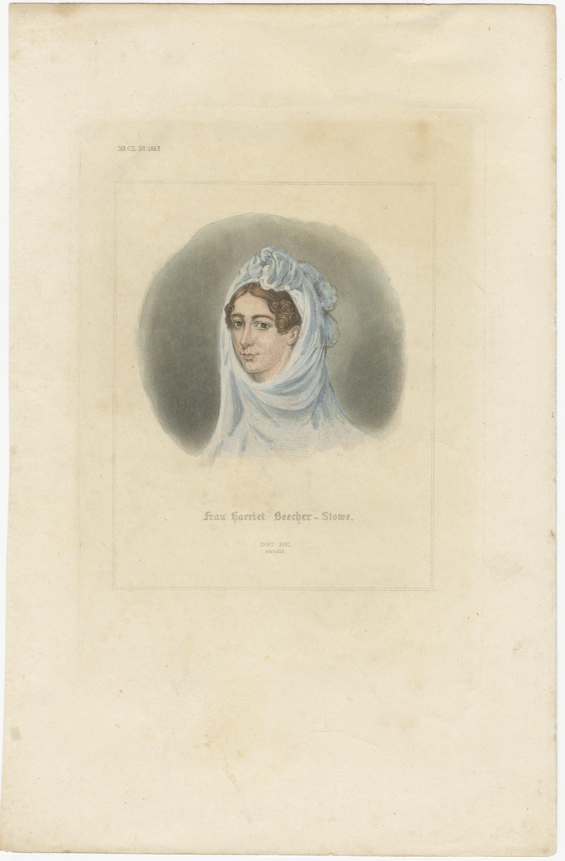 Icónica Abolicionista y Autora de La Cabaña del Tío Tom: Harriet Beecher Stowe, 1850 Papel en venta