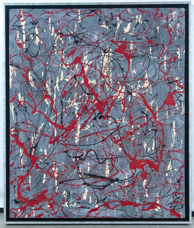 Iconic Abstract Vintage Oil Drip Painting For Sale at 1stDibs