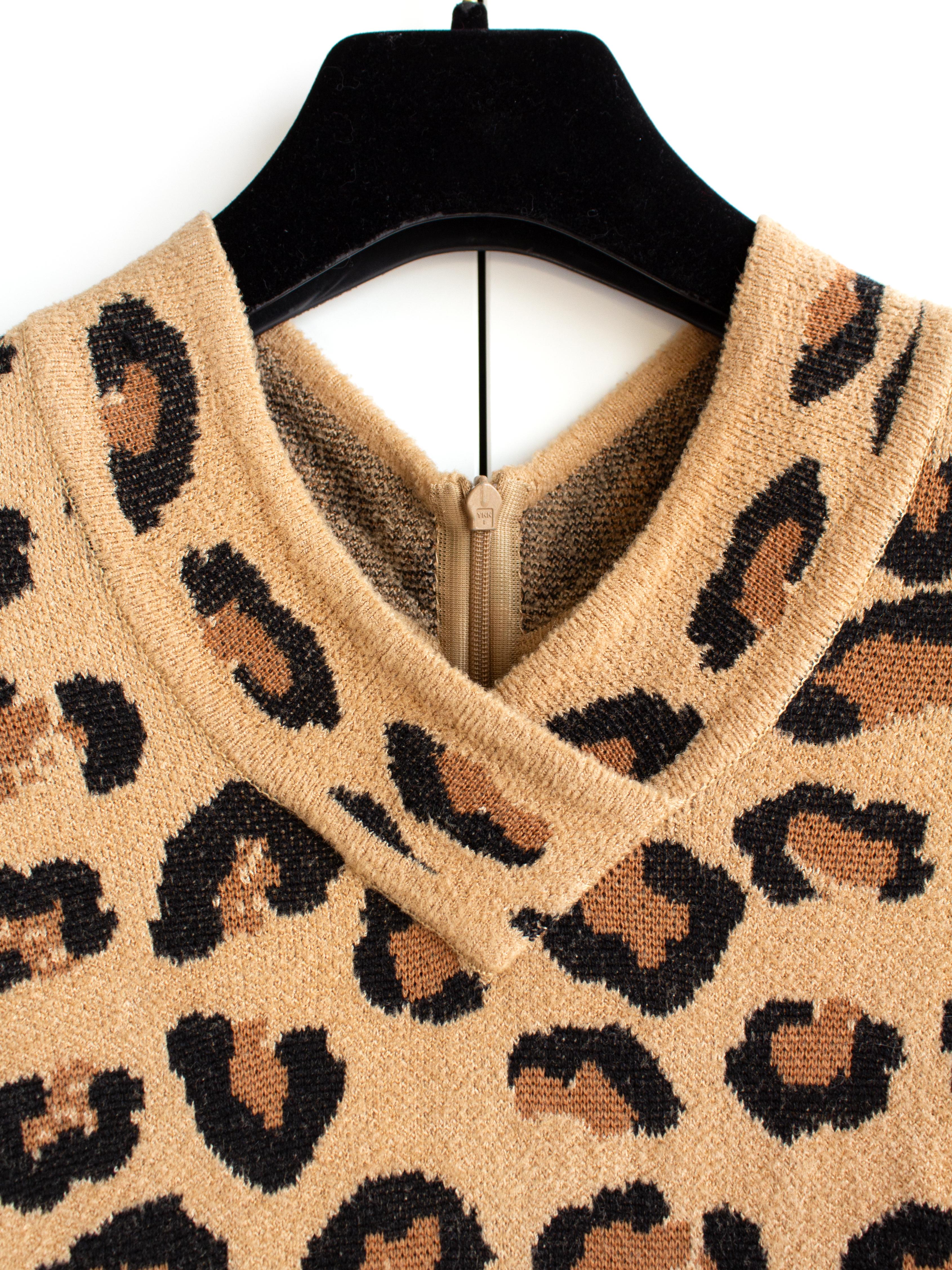 Iconic Alaia Vintage Fall/Winter 1991 Leopard Print Knit Bodycon Dress 7