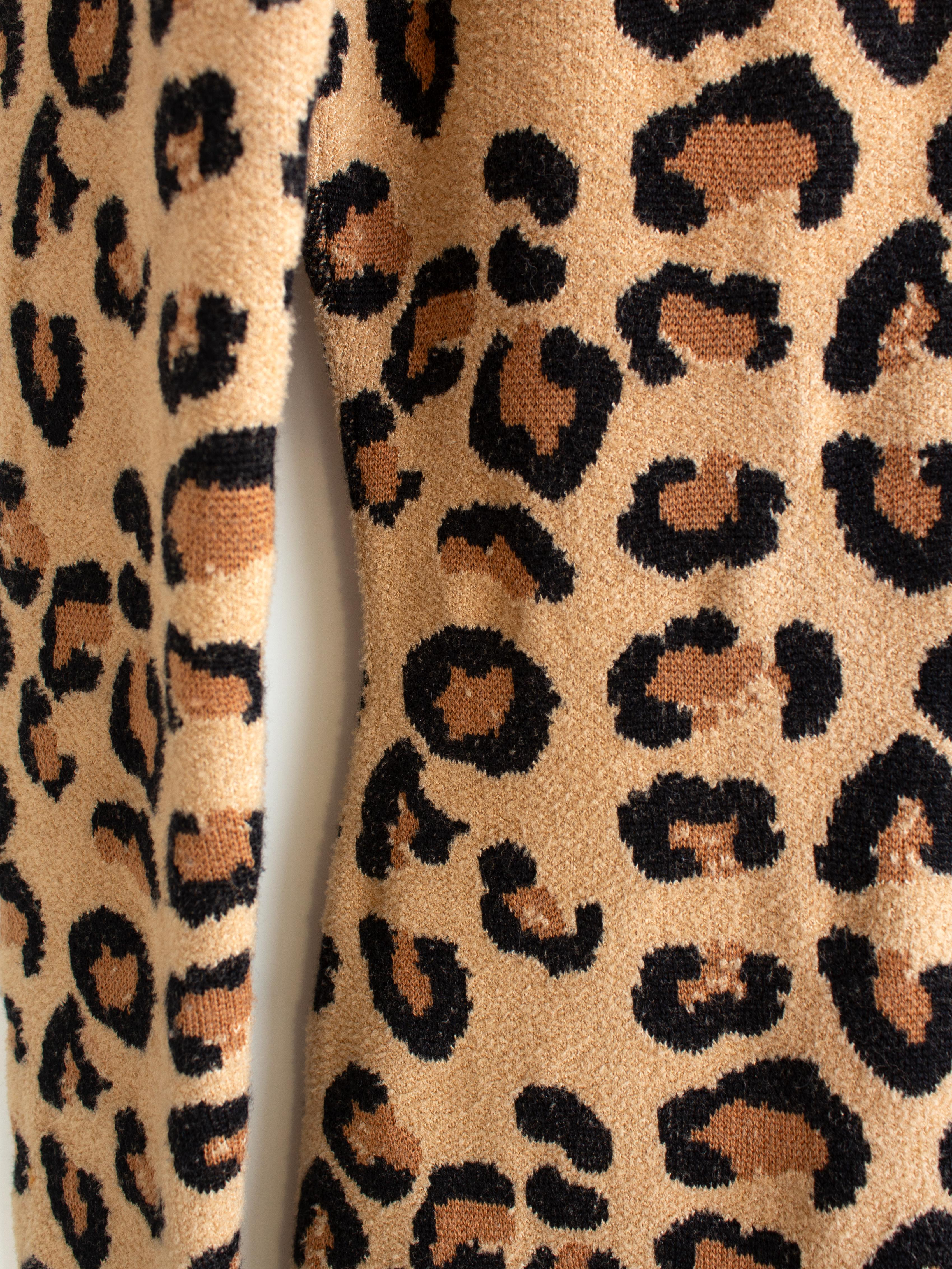 Iconic Alaia Vintage Fall/Winter 1991 Leopard Print Knit Bodycon Dress 8