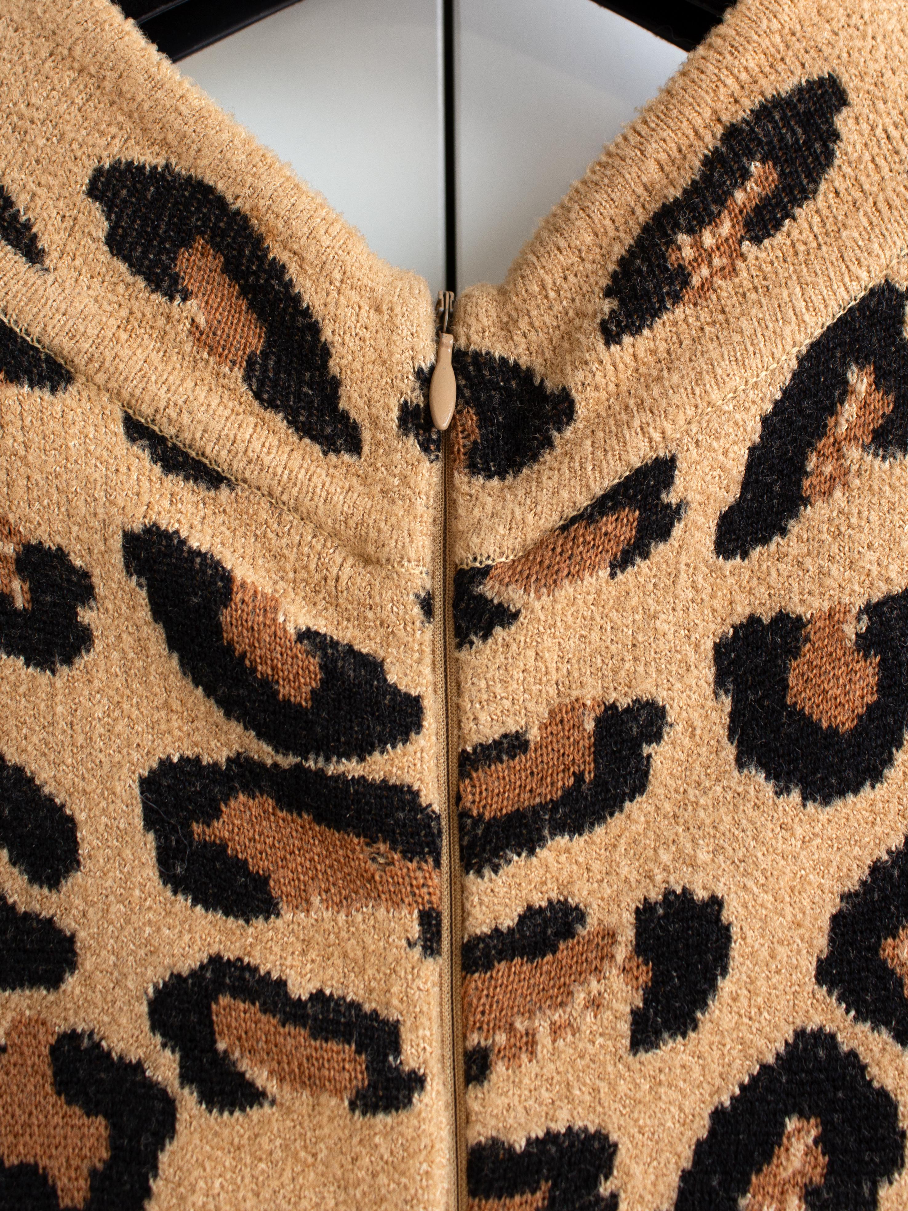 Iconic Alaia Vintage Fall/Winter 1991 Leopard Print Knit Bodycon Dress 9