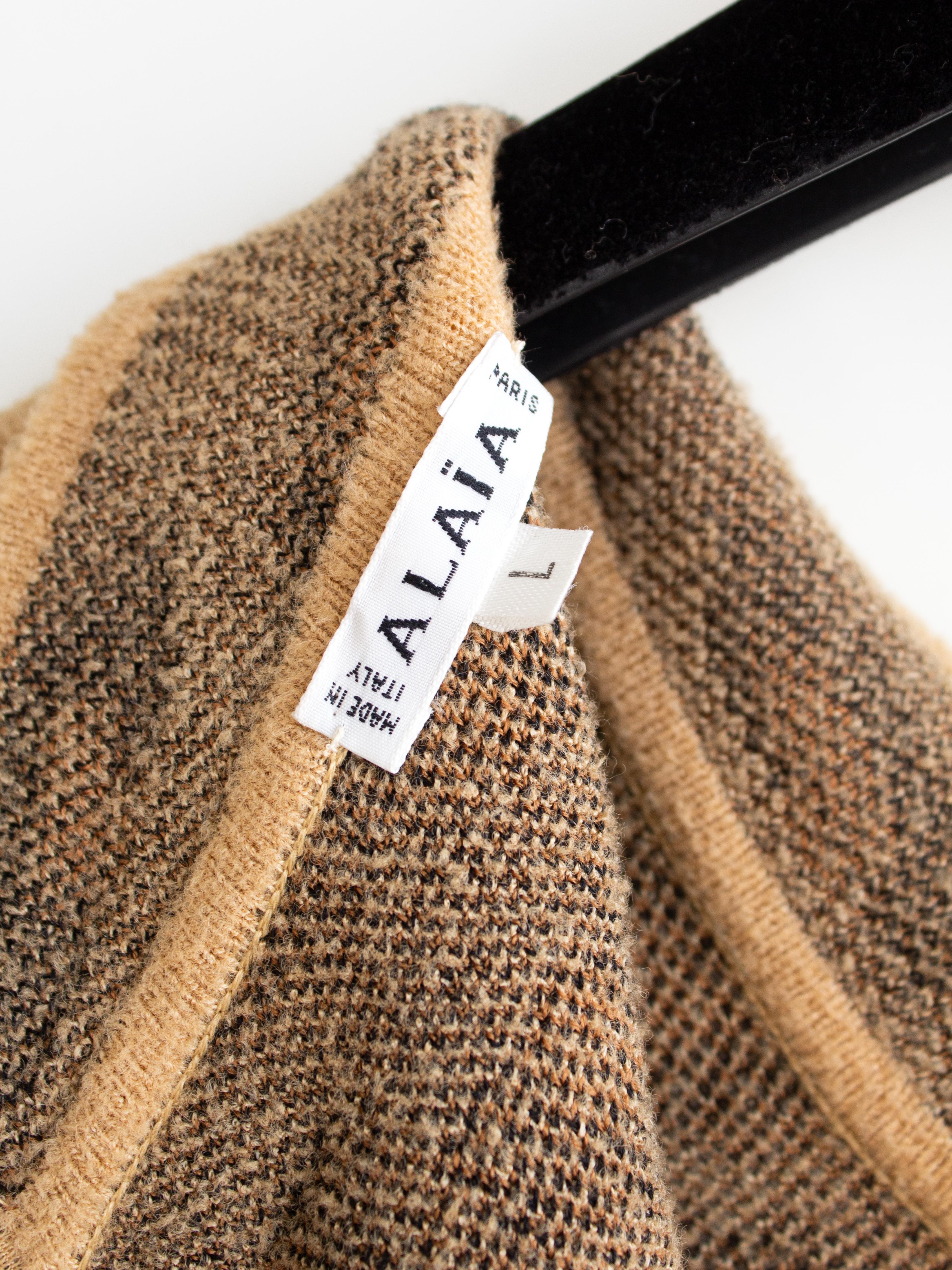 Iconic Alaia Vintage Fall/Winter 1991 Leopard Print Knit Bodycon Dress 10