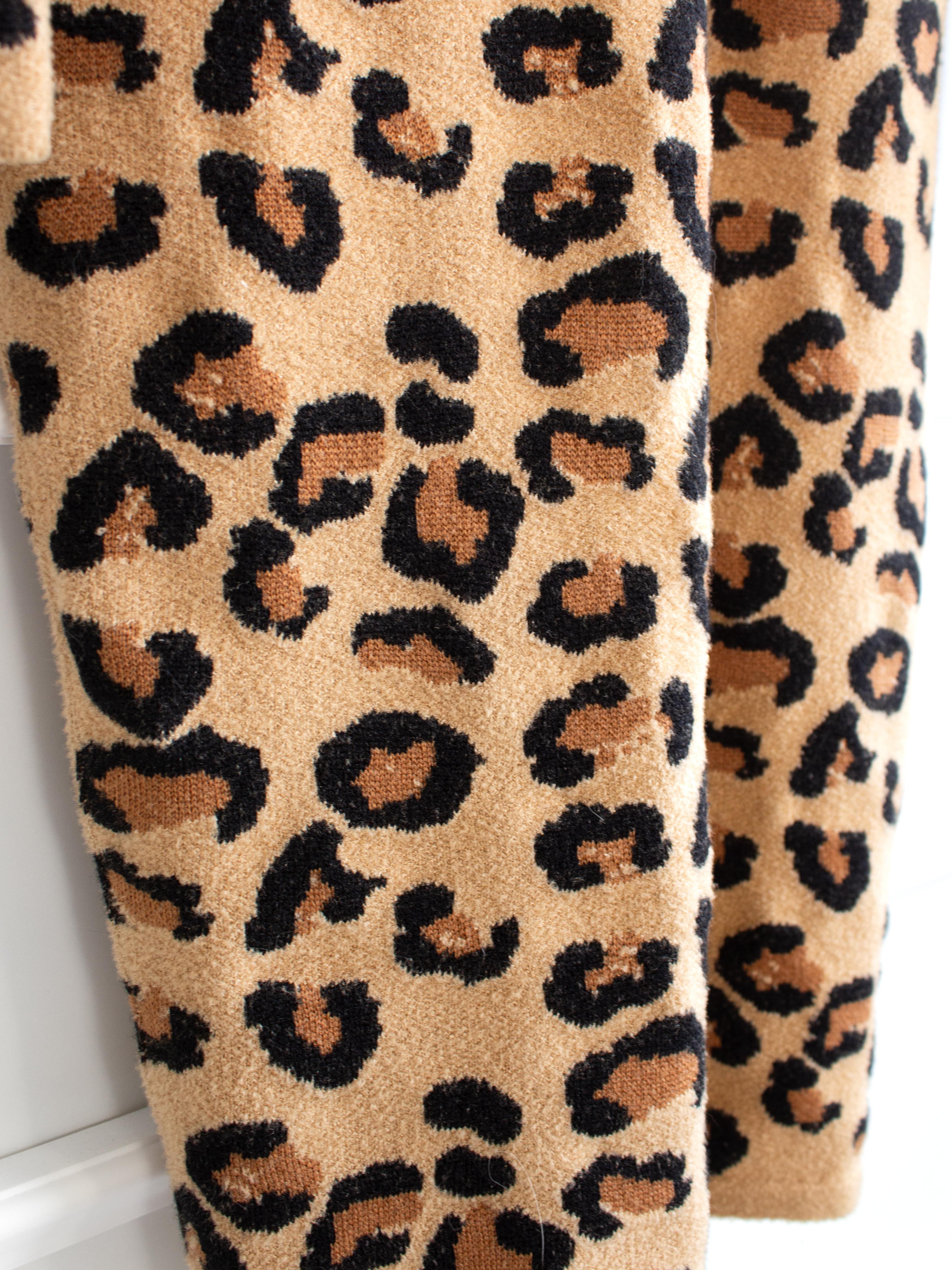 Iconic Alaia Vintage Fall/Winter 1991 Leopard Print Knit Bodycon Dress 12