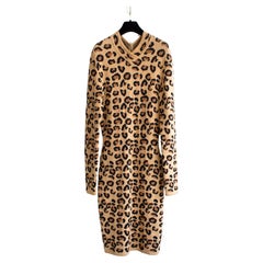 Iconic Alaia Vintage Fall/Winter 1991 Leopard Print Knit Bodycon Dress