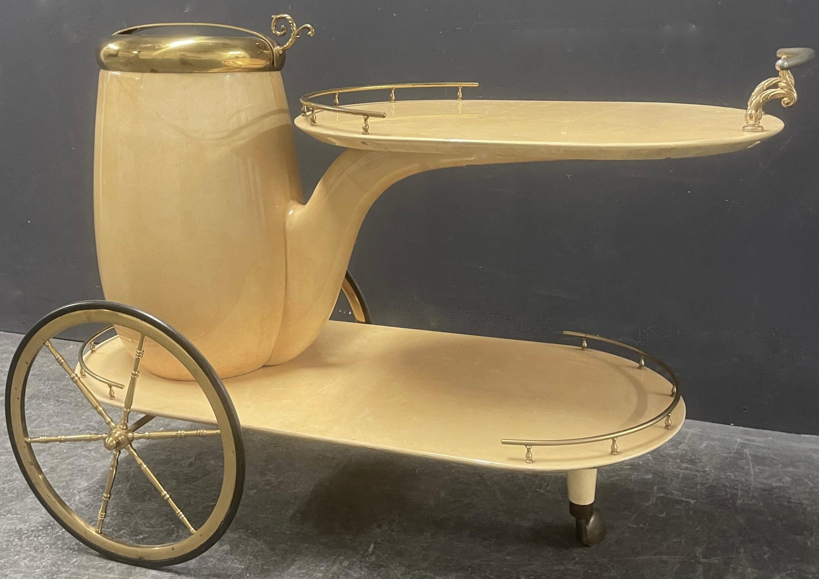 Iconic Aldo Tura Champagne cooler bar cart In Good Condition For Sale In Munich, DE