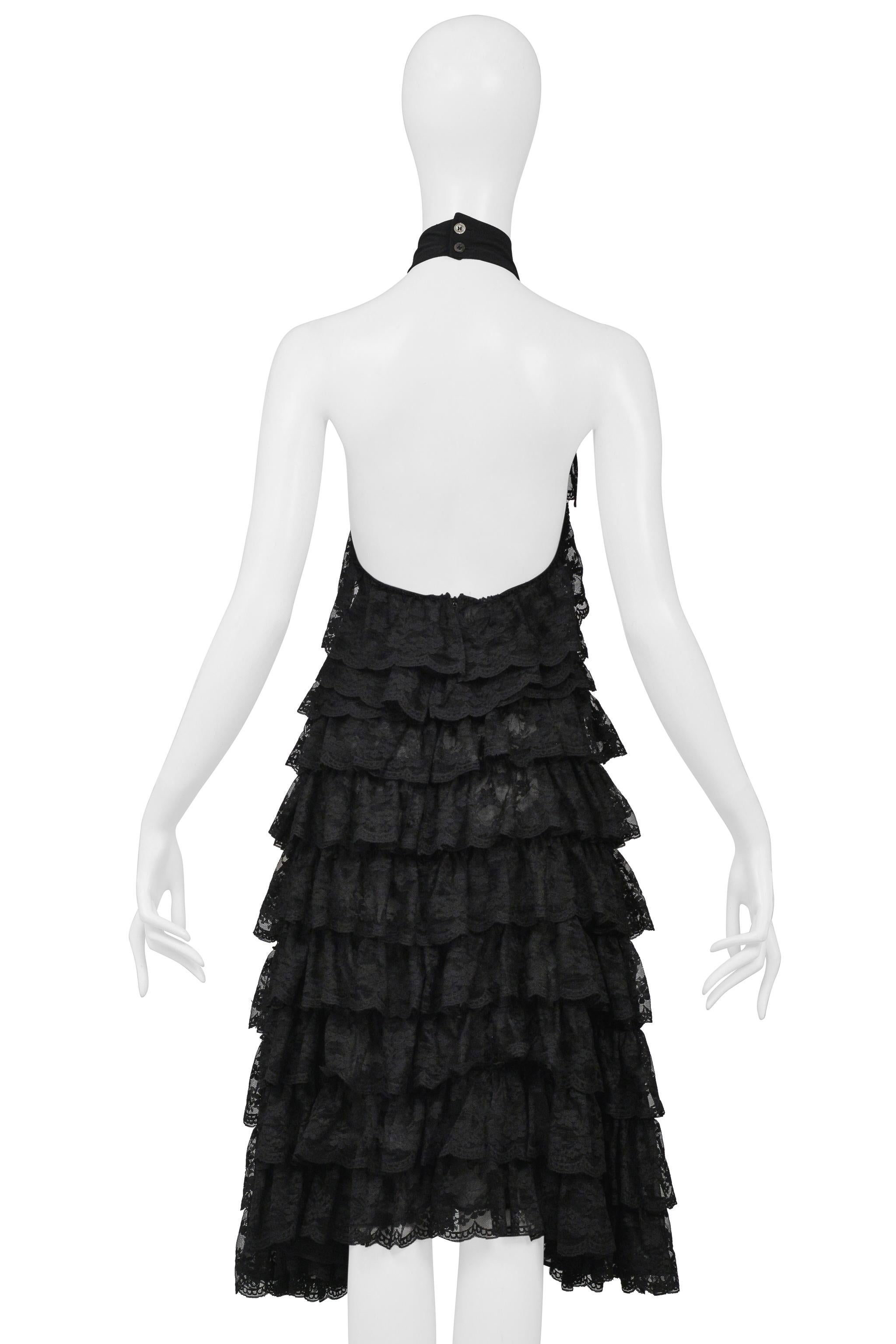 Iconic Alexander McQueen Black Lace Ruffle Runway Dress 1999 5