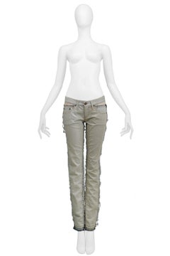 Iconic Alexander Mcqueen Denim Jeans With Sheer Panels 2004