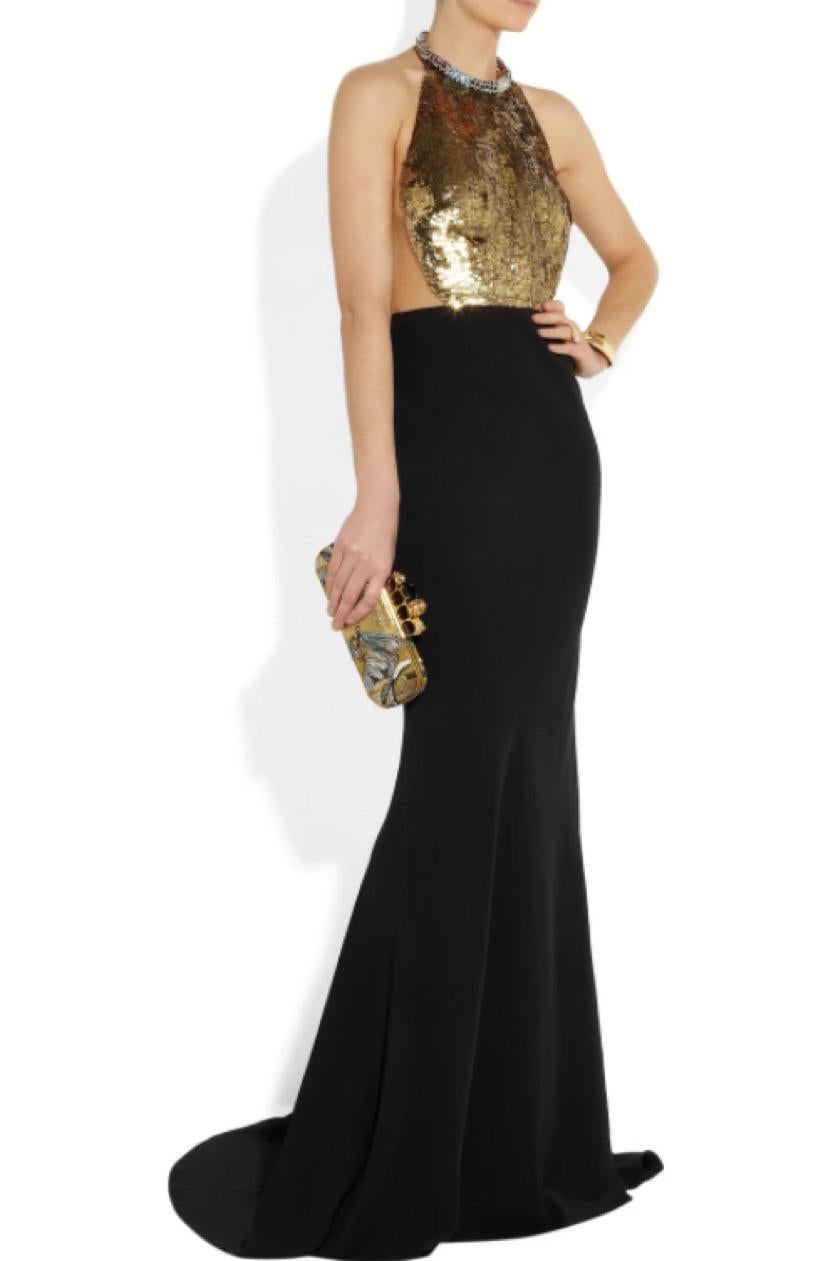 Black Iconic Alexander McQueen Sequin Embellished Bodice Gown as seen on Naomi