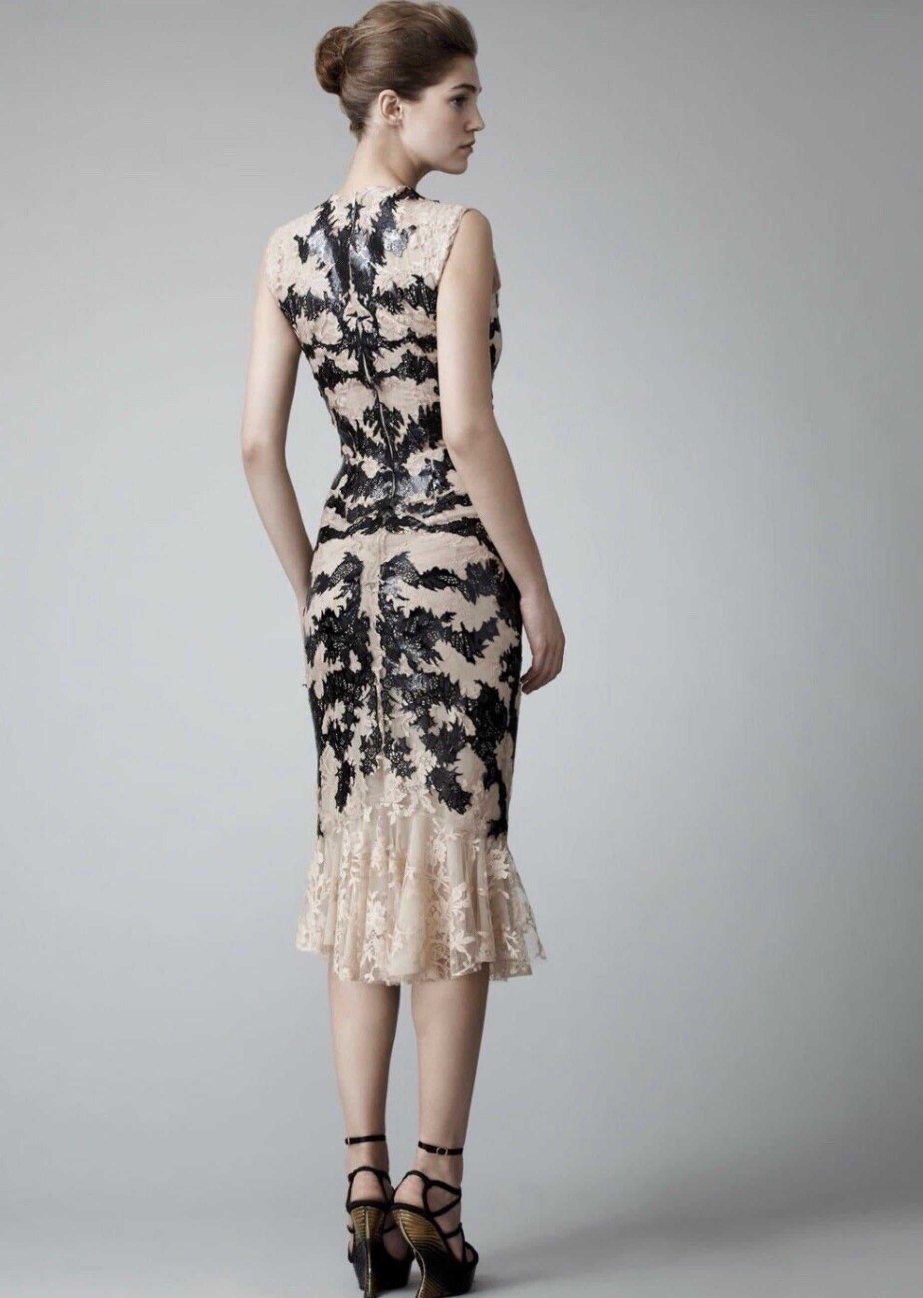 Iconic Archival Alexander McQueen SS 2012 Laser Cut Silk Lace Dress For Sale 7