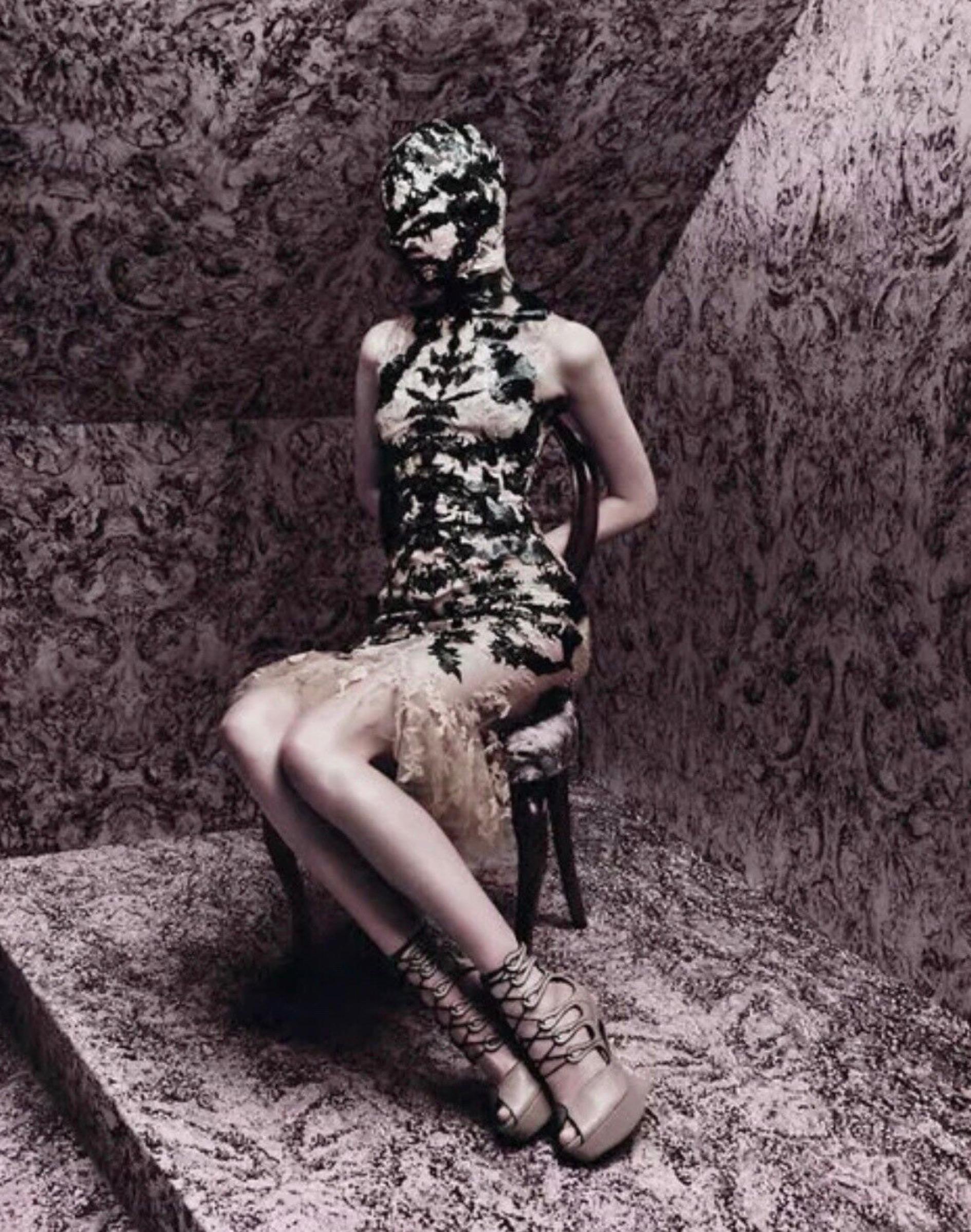 Iconic Archival Alexander McQueen SS 2012 Laser Cut Silk Lace Dress For Sale 1
