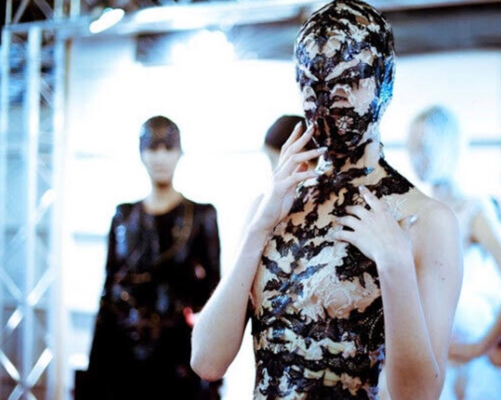 Iconic Archival Alexander McQueen SS 2012 Laser Cut Silk Lace Dress For Sale 2