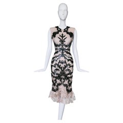 Ikonisches Alexander McQueen SS 2012 Laser Cut Seidenspitzenkleid mit Spitzenschliff