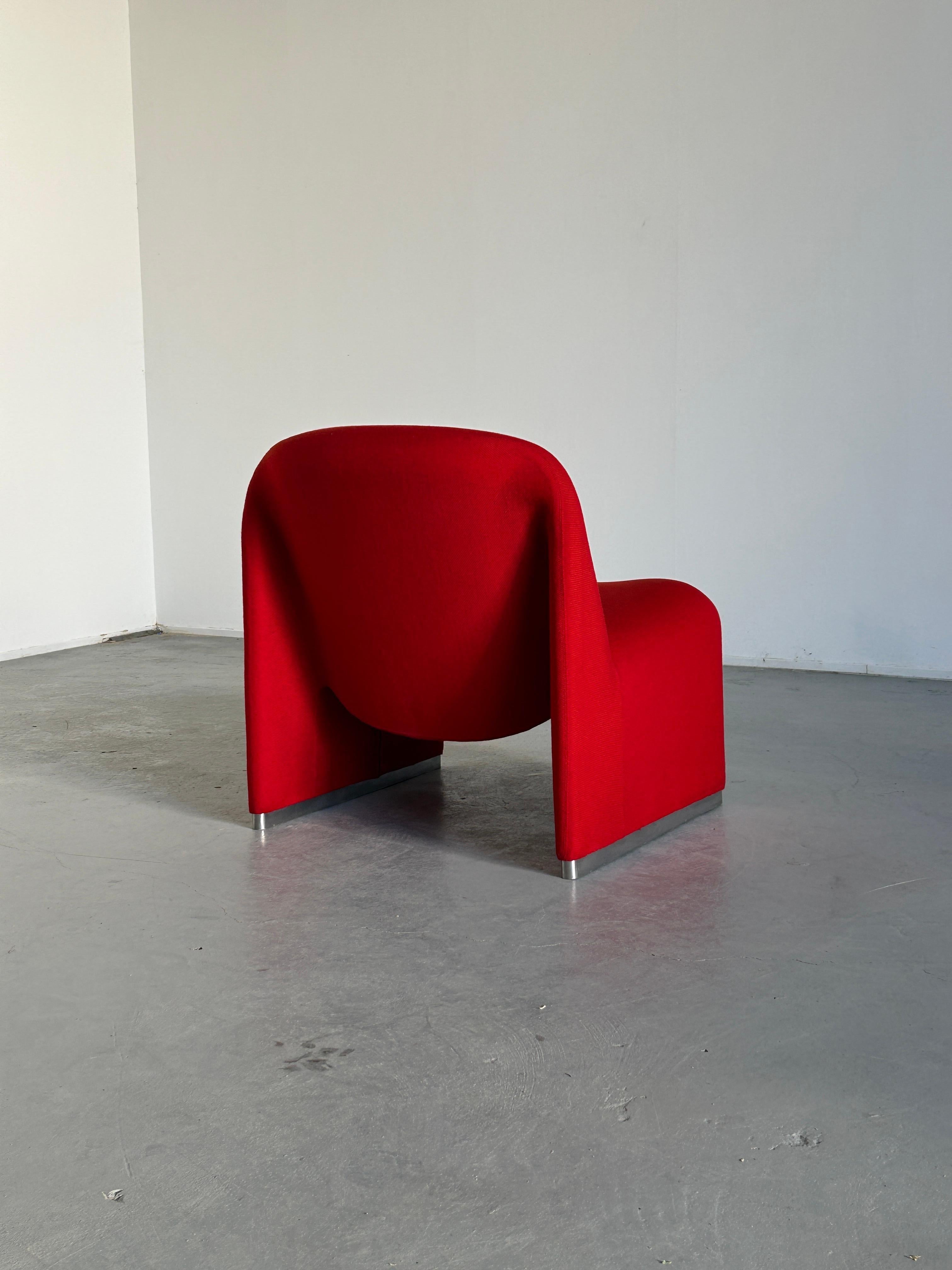 Metal Iconic 'Alky' chair by Giancarlo Piretti for Anonima Castelli, Red Fabric, 1970s