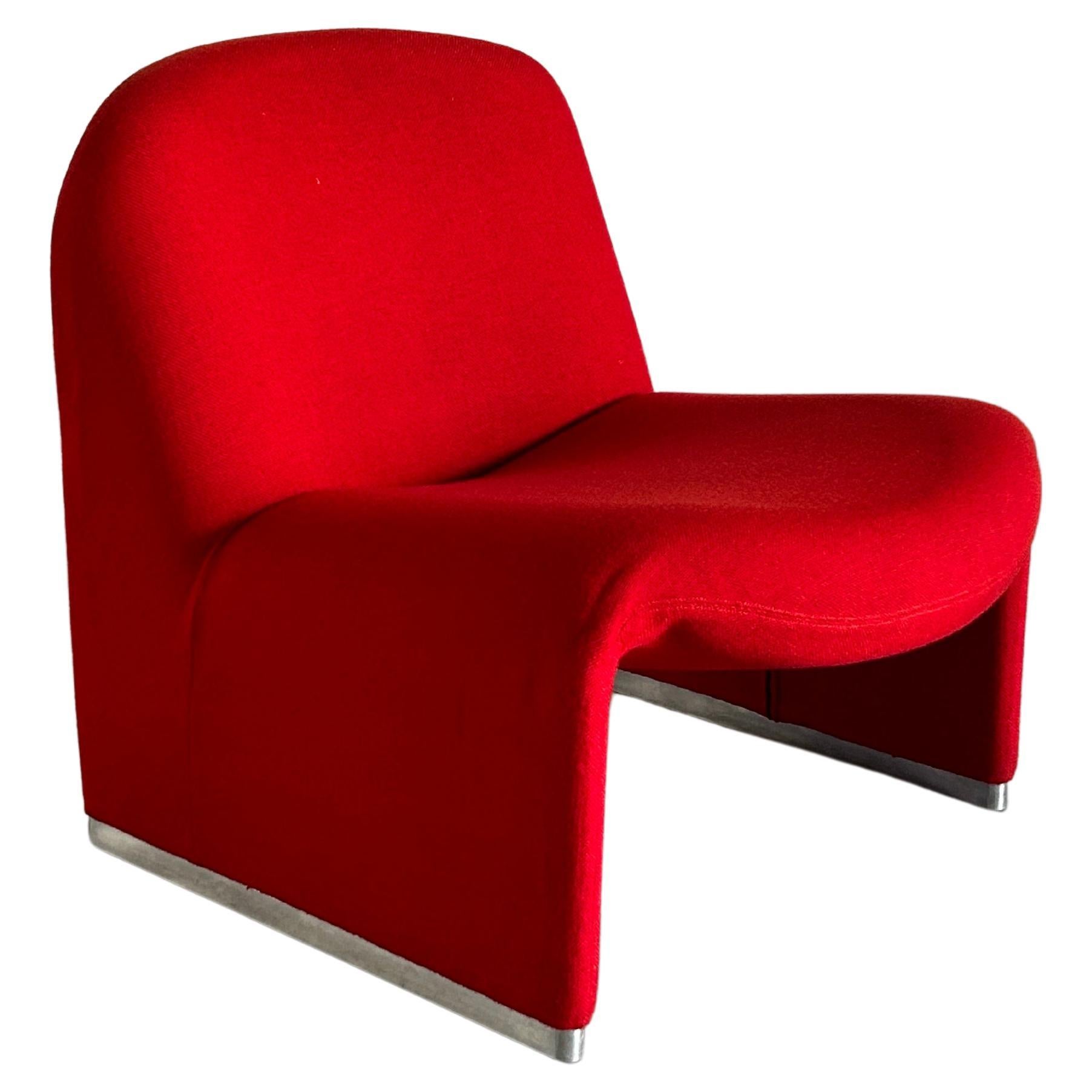 Iconic 'Alky' chair by Giancarlo Piretti for Anonima Castelli, Red Fabric, 1970s