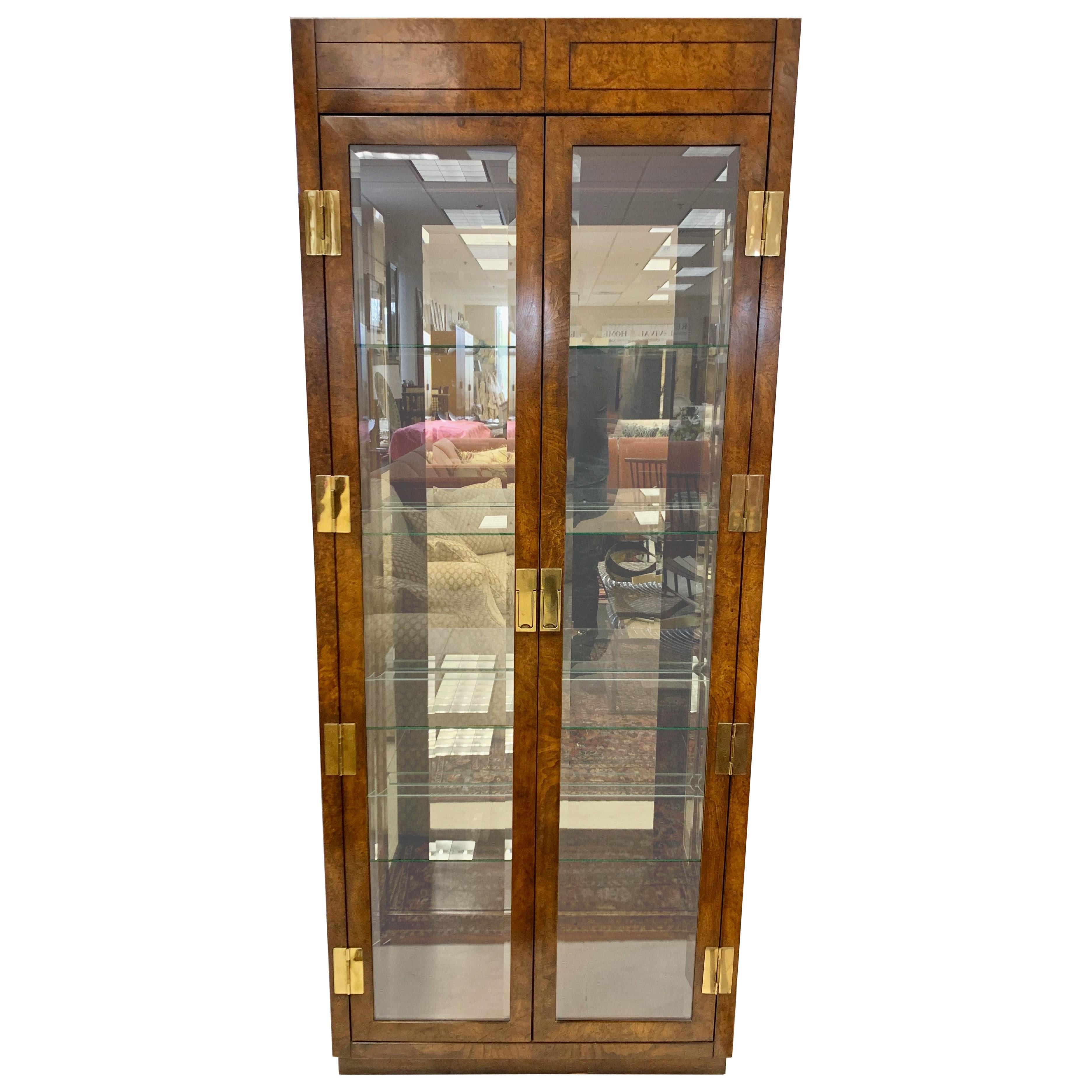 Mid-Century Campaign Style Vitrine Display Cabinet American of Martinsville