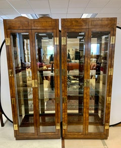Iconic American of Martinsville Mid-Century Pair of Matching Campaign Vitrines