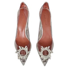 ICONIC Amina Muaddi Begum Cabestrillo de cristal 95 PVC transparente 38 / 8 como una joya