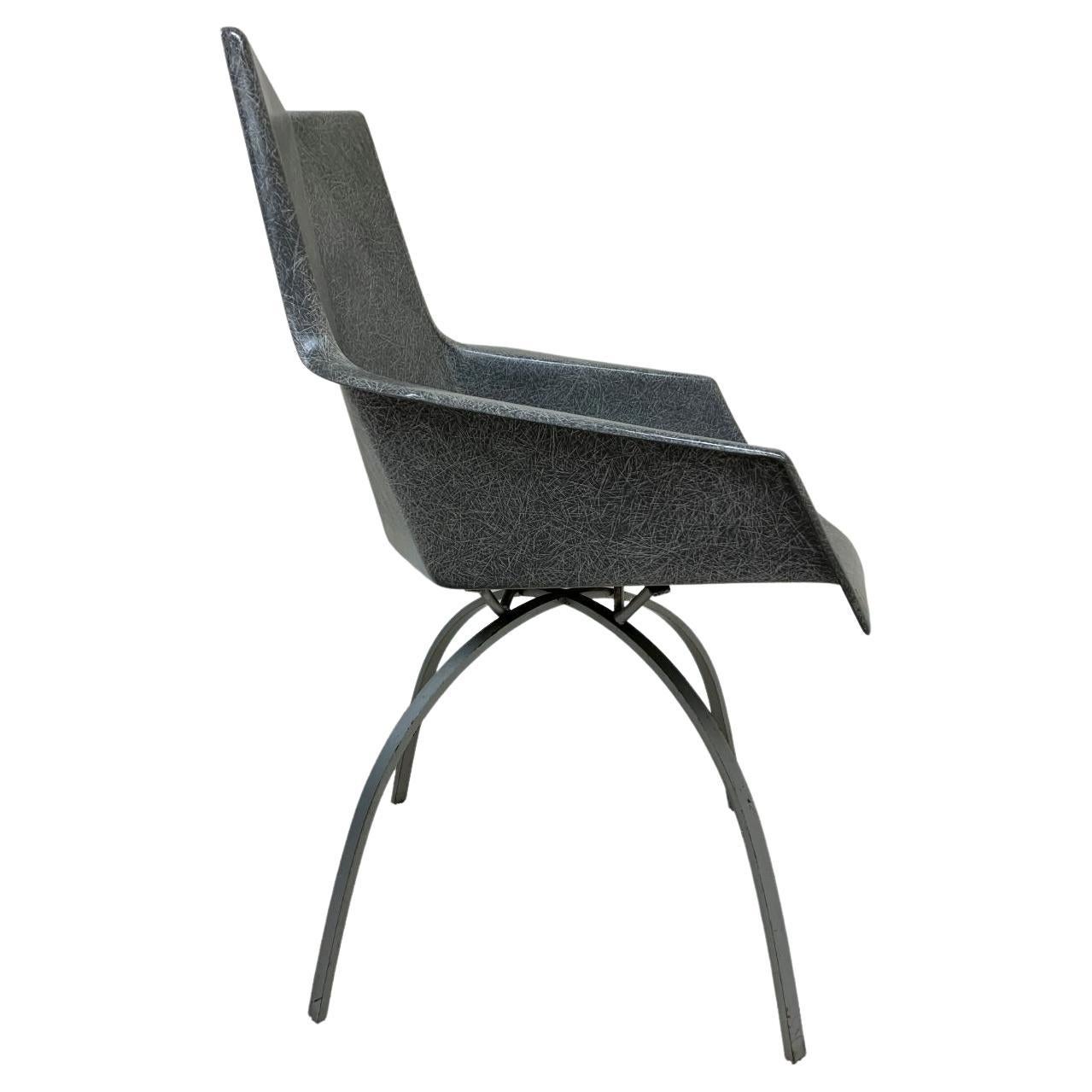 Mid-20th Century Iconic and Rare Origami Fiberglass Chair with Spider Leg Base by Paul McCobb