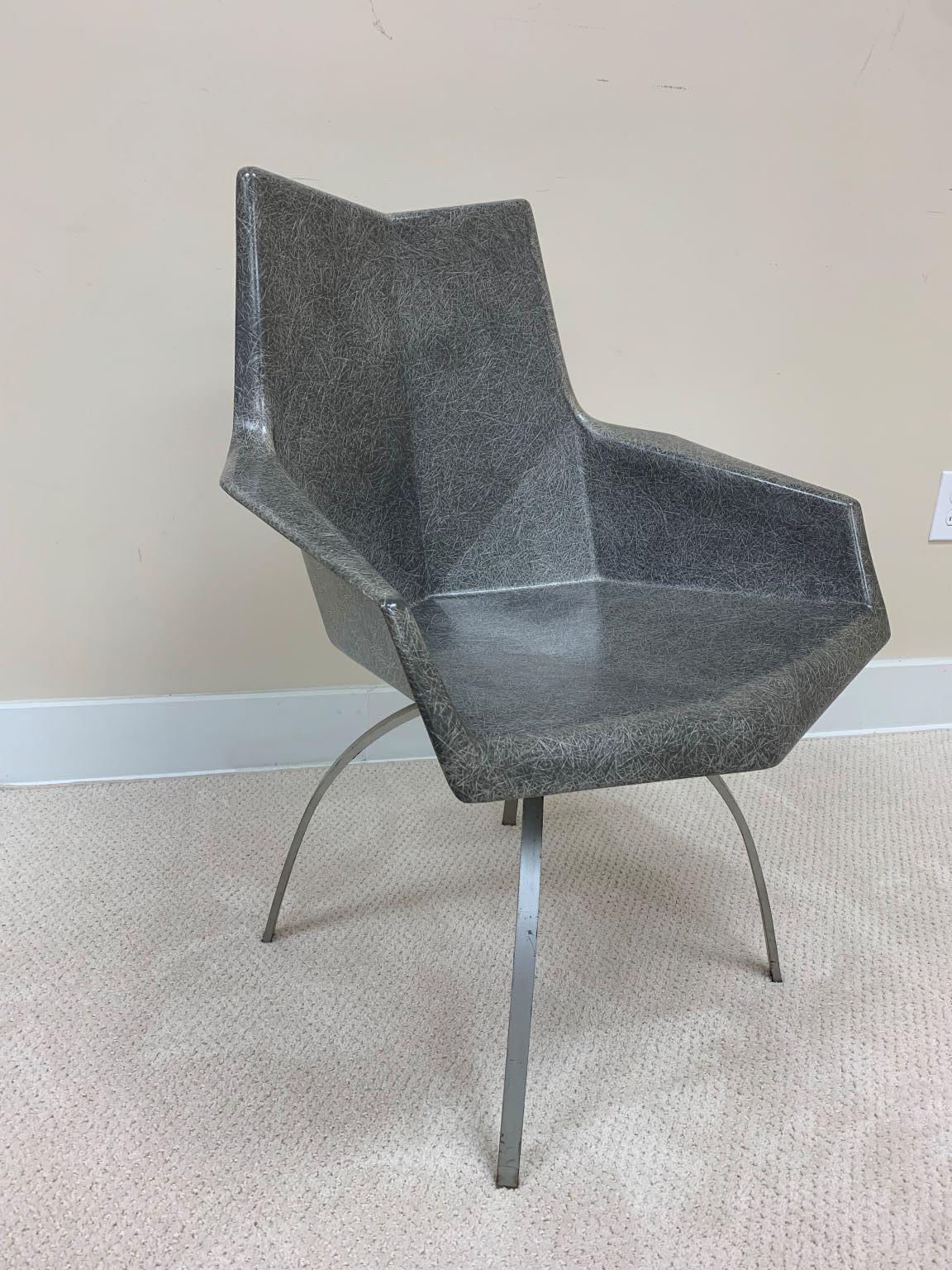 Iconic and Rare Origami Fiberglass Chair with Spider Leg Base by Paul McCobb 1