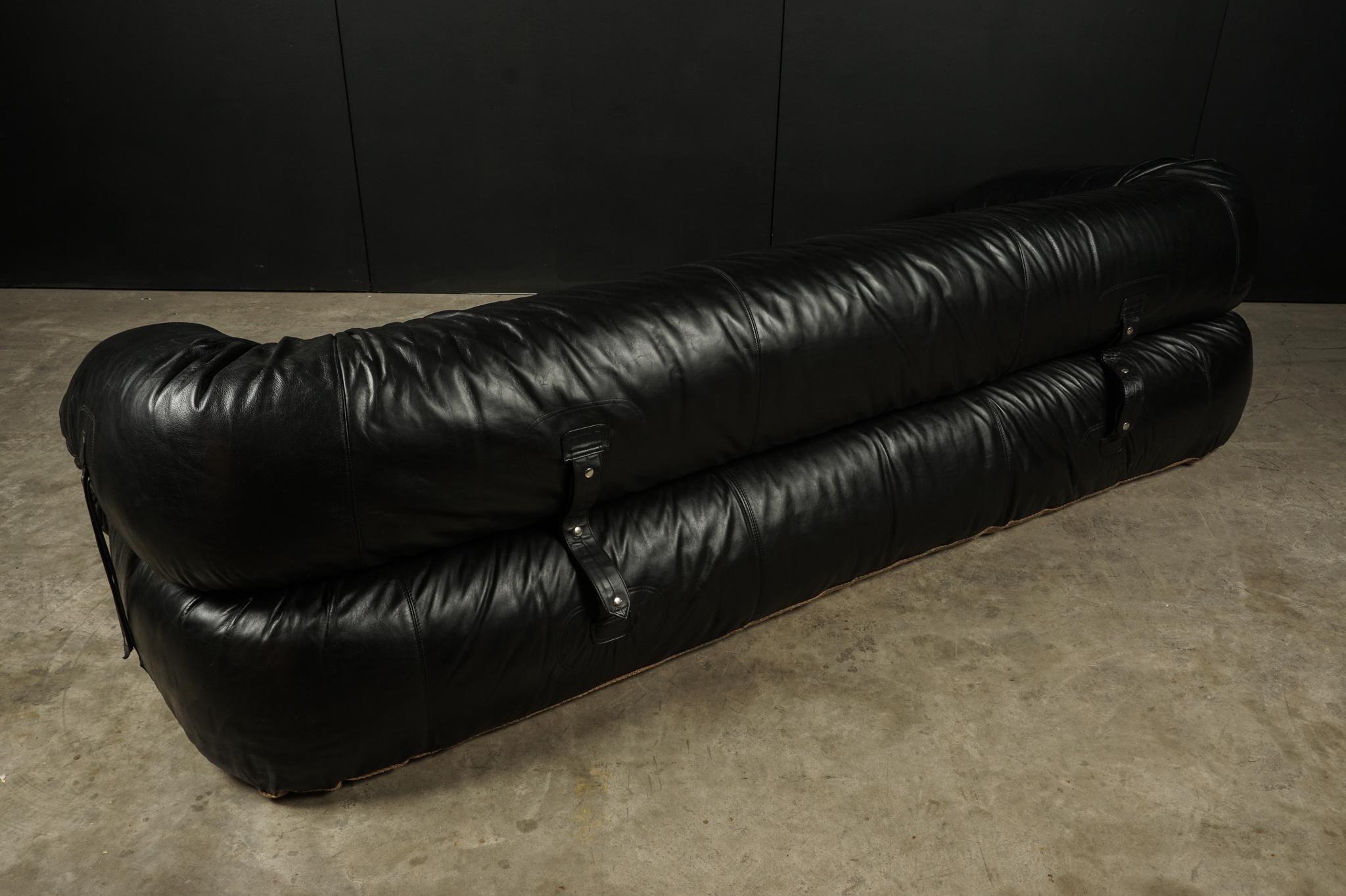 Late 20th Century Vintage “Anfibio” Leather Sofa by Alessandro Becchi for Giovannetti, circa 1970