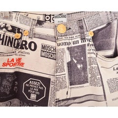 Iconic Archival 1990's Vintage Moschino Newspaper Print Gazette Jeans