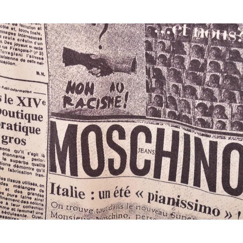 Iconic Archival 1990's Vintage Moschino 'Newspaper' Print Gazette Jeans For Sale 2
