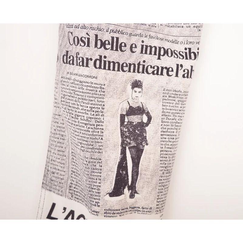 Iconic Archival 1990's Vintage Moschino 'Newspaper' Print Gazette Jeans For Sale 4