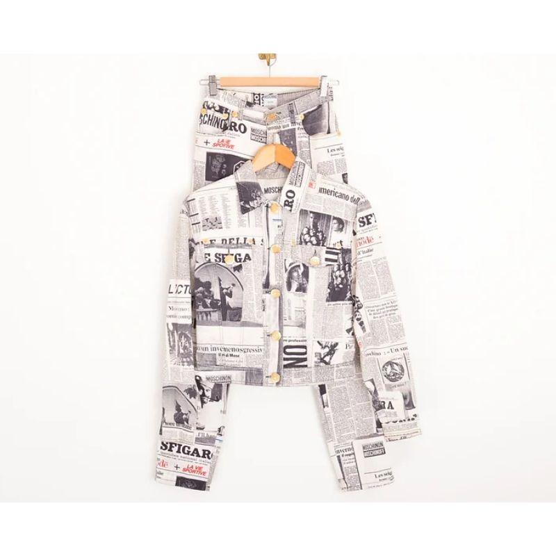 Iconic Archival 1990's Vintage Moschino 'Newspaper' Print Gazette Pattern Jacket For Sale 7