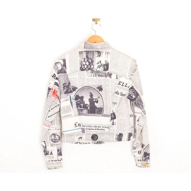 Iconic Archival 1990's Vintage Moschino 'Newspaper' Print Gazette Pattern Jacket For Sale 3