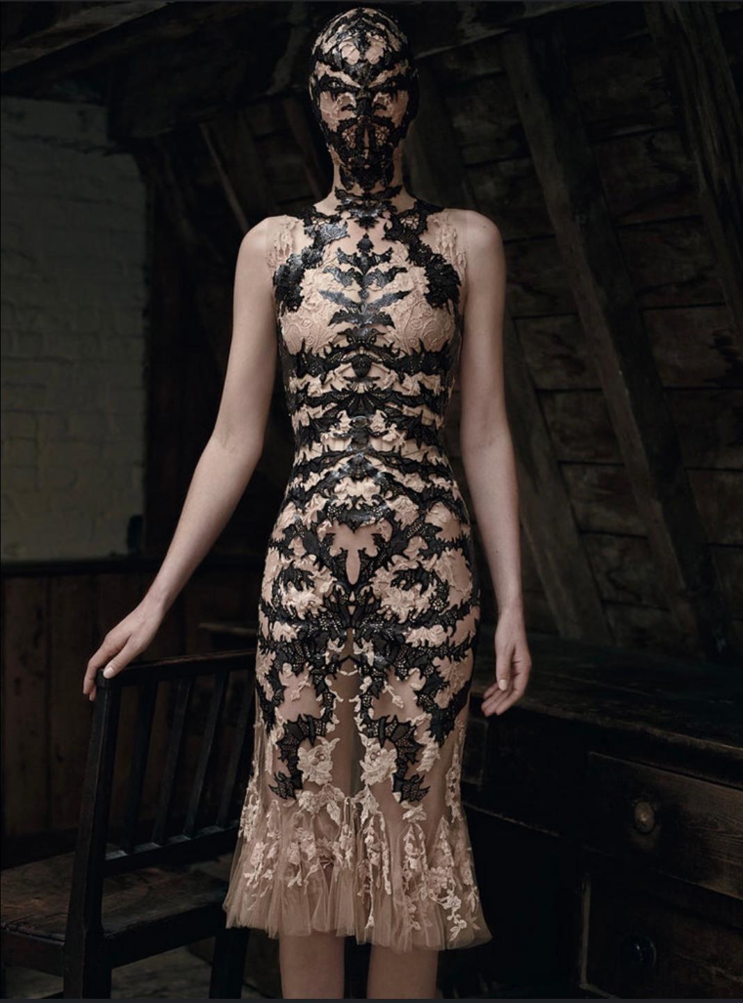 Iconic Archival Alexander McQueen SS 2012 Laser Cut Silk Lace Dress For Sale 6