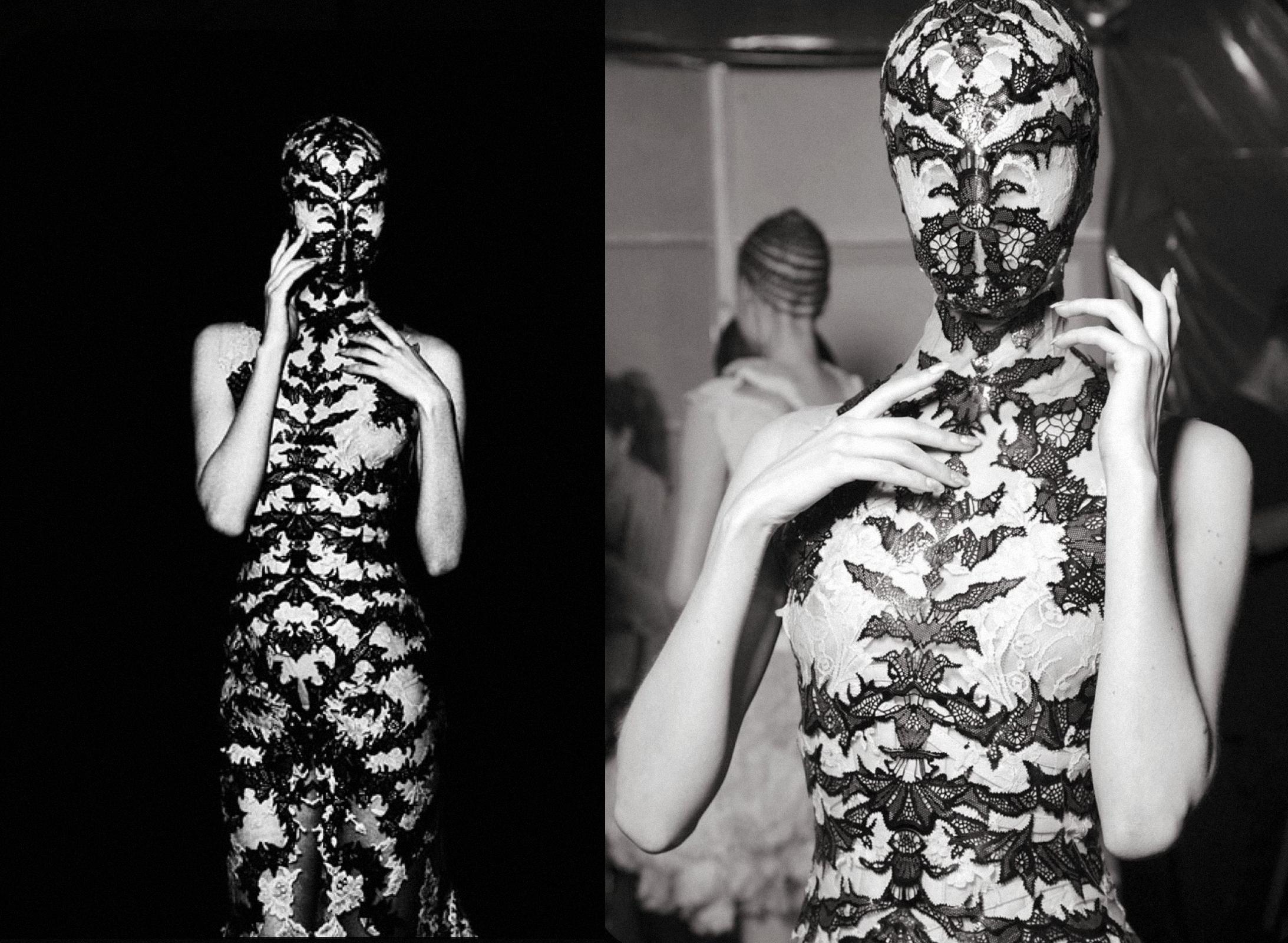 Iconic Archival Alexander McQueen SS 2012 Laser Cut Silk Lace Dress For Sale 8